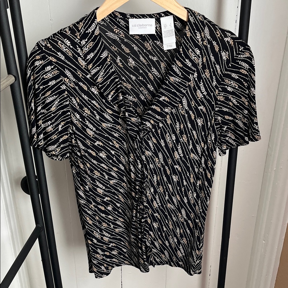 Liz Claiborne Black, Tan and Cream Blouse